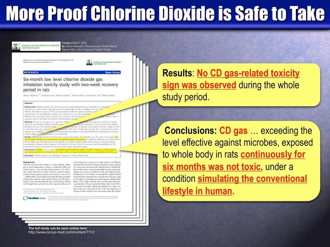 More Proof Chlorine Dioxide is Safe to Take